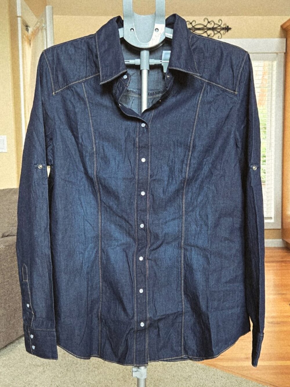 NWT Stillwater Supply Co sz 2X dark denim western snap front long sleeve shirt